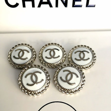SET 7 Vintage 22 mm Chanel CC Stamped  Logo Silver tone Buttons 0,87 inch picture