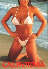 California Girl Postcard Risque 90's 80's Pinup white Bikini Beach Ocean Sexy picture