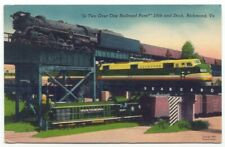 Richmond Virginia Is Two Over One Railroad Fare Train Locomotives Linen Postcard picture