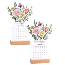 2024 Bloomy Flowers Desk Calendar with Wooden Base, Creatives Floral Desk9764 picture