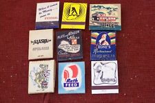 9 Vintage Matchbooks with large, flat matches wih printing & designs on them picture