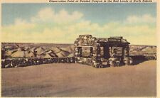 Observation Point at Painted Canyon - Bad Lands, N.D. Linen Postcard picture