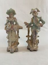 Pair of Vintage Porcelain Bisque Victorian Couple Figurines HALSEY Imports DOVE picture