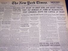 1939 JUNE 10 NEW YORK TIMES - CITY TO GREET KING & QUEEN - NT 3686 picture