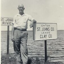 Florida Man Posing With Sign “Good Fishing Here St Johns River” Photo Snapshot picture