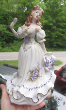 Vtg Musical Figurine Victorian Woman Purple Floral Dress “works Good