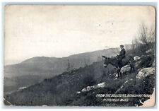 c1940's Buck Riding Boulders Berkshire Park Pittsfield Massachusetts MA Postcard picture