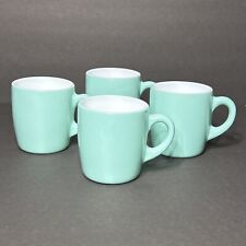 Vintage Hazel Atlas Turquoise Robins Egg Blue Milk Glass Coffee Cups Set of 4. picture