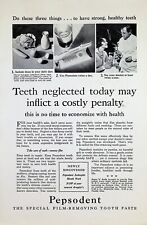 VINTAGE 1930s Print Ad ~ Pepsodent Tooth Paste ~ Teeth neglected today may... picture