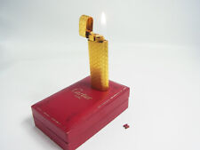 All Working Cartier Gas Lighter Gold Plated w/Box & 2p flint picture