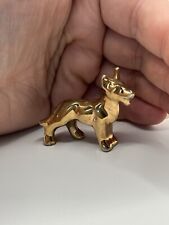 Vintage Antique Tiny Gold Shepard Dog Miniature Trinket Unique Figurine Worn*** picture