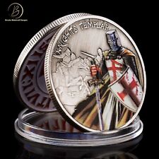 Knights Templar Colorized Front Antique Silver Challenge Coin picture