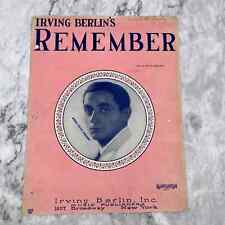 Vintage 1925 Irving Berlin's Remember Sheet Music Vintage Song Musical TJ4 picture