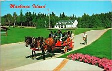 Mackinac Island Taxi Michigan MI Horse Buggy Postcard Cancel PM Iron Mount WOB picture