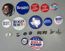 20 Political Buttons Reagan Bush Kemp Nixon Now IKE Hays Thompson Quayle Dole picture
