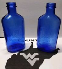 (2) Antique bottle cobalt blue glass Milk of Magnesia patent 1906 picture