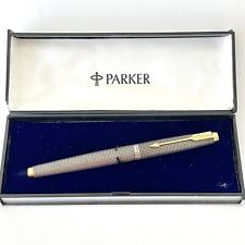 Parker 75 Sterling Silver Cisele Fountain Pen w 14K XF Nib Box Grid Made in USA picture