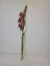 Vintage Brass Metal Flowers Signed Whitish 1988 30.5