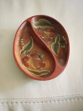 Vintage Primitive Style Hand Painted Divided Bowl picture