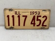 1953 Illinois ILL License Plate 1117 452 ONE picture