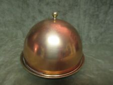 Vintage Made in Korea Copper Metal Cheese Dome Server w/Glass Insert Brass Knob picture