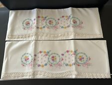 Sweet Vintage Floral Embroidered Cotton Pillowcases-Set of 2 picture