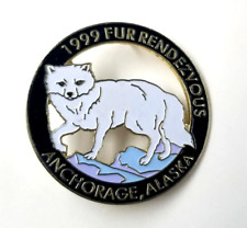 1999 Fur Rendezvous Anchorage Alaska Festival White Fox Enamel Pin Souvenir picture