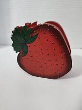 Vintage Wooden Strawberry Napkin/Letter Holder Hand painted Cottagecore Granny  picture