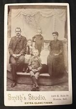 1880s MUNCIE INDIANA Victorian Cabinet Card Photo FAMILY of 6 SMITH’s Studio picture