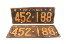 1927 Pennsylvania Metal License Plates Original Matched Pair #452-188 (V4487) picture