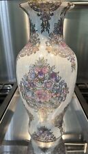 Vintage Chinese Hand Painted Cloisonne Floral Vase 14” Tall picture