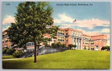 Liberty High School Campus Bethlehem Pennsylvania Penn PA American Flag Postcard picture