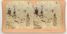 Antique Stereoview Card My Boyhood Hunting Deer Rifle Snow Forest Kilburn 1889 picture