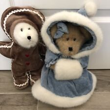 Macys Gingerbread Man and Lady Bears Blue Coat Muff Christmas Stuffed Bears picture