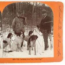 Men Admiring Hunting Dogs Stereoview c1898 Keystone Bird Hunters Winter H1376 picture