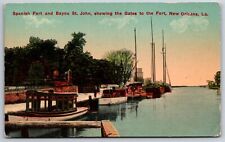 New Orleans Louisiana~Spanish Fort & Bayou St John~Gates to Fort~c1910 Postcard picture