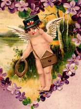 Vintage Postcard 1911 Valentine Fantasy Cupid Messenger Delivers Token BB London picture