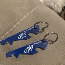 2-Miller Lite Beer Punch Can Bottle Opener Key Chain Ring Blue  picture