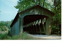 Vintage Carroll County Indiana Lancaster Covered Bridge Unposted Postcard #0488 picture