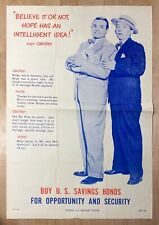 c.1940s Bob Hope Bing Crosby Buy U.S. Savings Bonds Poster Treasury Vintage RARE picture