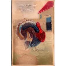 Vintage Postcard Thanksgiving Greetings Embossed Turkey Made in Germany picture