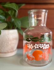 Vintage 1960's Glass Citrus Charm Themed Vase Jar Summer Flowers Decor picture