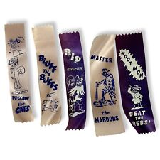 1950s High School Spirit Ribbons - Texas Rival Football Games - Lot of 5 VGUC picture