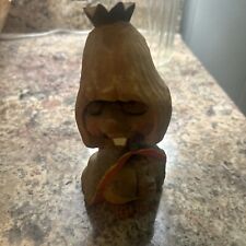 Vintage Anri ? Carved wood troll figure, pumpkin gourd head 6