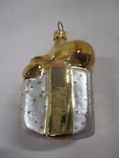 Vintage Handblown Glass Gold and Silver Christmas Gift Ornament picture