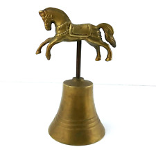 Brass Hand Bell Carnival Horse Engraved Details Vintage Metal Décor Handcrafted picture
