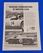 1963 CHAMPION SPARK PLUGS ORIGINAL PRINT AD WATKINS GLEN PORSCHE COBRA FORD B/W picture