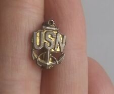 Vtg STERLING SILVER United States Navy WWII Era Anchor pin pinback button *EE91 picture