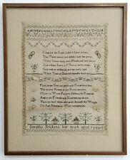 RARE 18c STITCHED NEEDLEWORK JOHN DRYDEN POEM by DOROTHY PRICKETT aged 7 YEARS picture