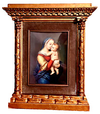 beautiful 1800s french TABERNACLE MADONNA AND CHILD ICON PAINTING- J. DOUILLARD picture